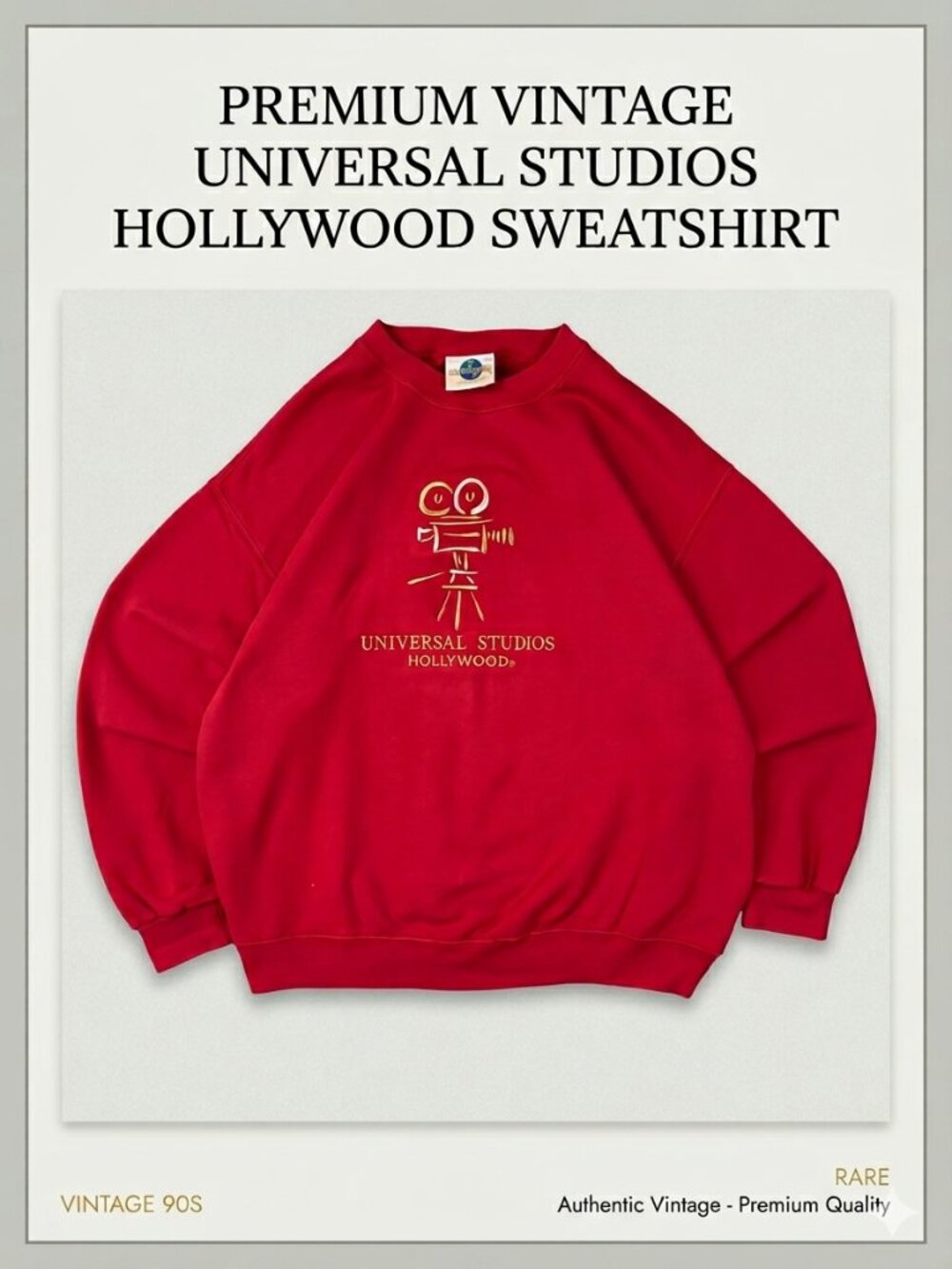 Rare Vintage 90s Universal Studios Hollywood Sweatshirt Red Made In USA XL
